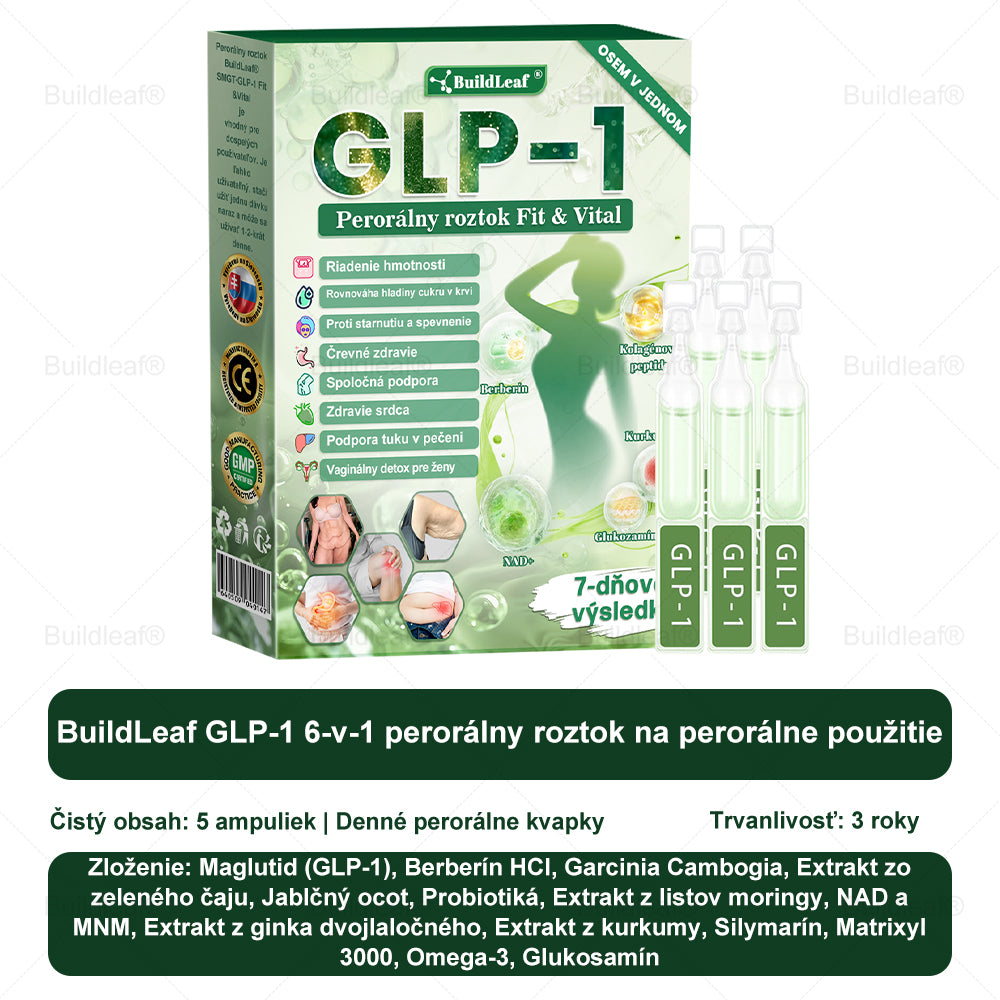 💕BuildLeaf® GLP-1 6-v-1 Fit & Vital Perorálny Roztok ✅ (Len raz denne, viditeľné zmeny už za 7 dní) Pre obezitu, kardiovaskulárne ochorenia, cukrovku, spánkové apnoe, zdravie čriev, problémy s kĺbmi a ďalšie