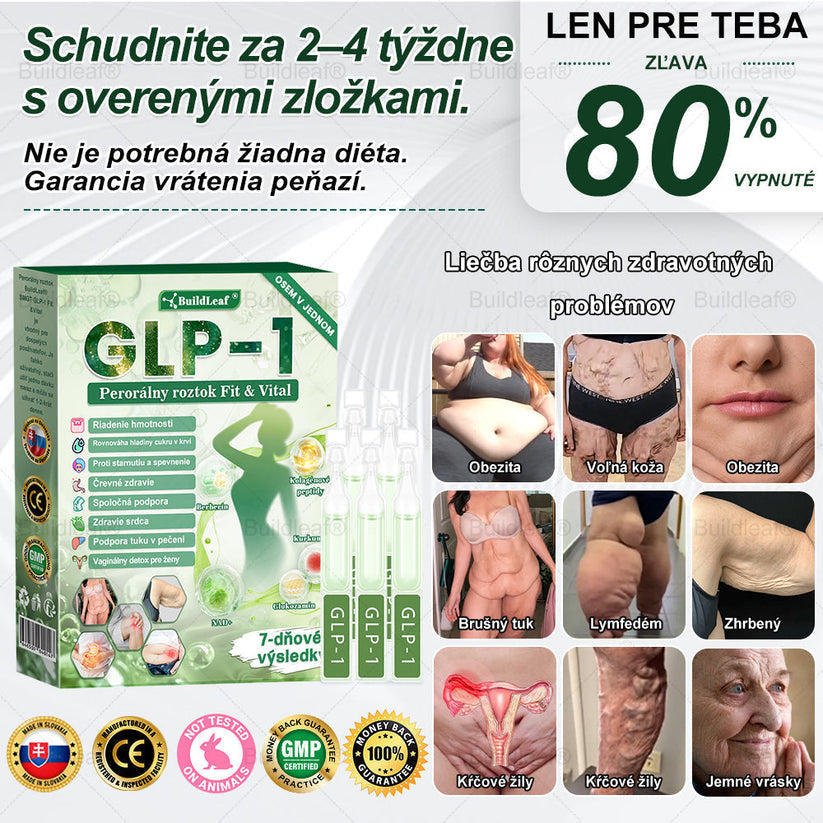💕BuildLeaf® GLP-1 6-v-1 Fit & Vital Perorálny Roztok ✅ (Len raz denne, viditeľné zmeny už za 7 dní) Pre obezitu, kardiovaskulárne ochorenia, cukrovku, spánkové apnoe, zdravie čriev, problémy s kĺbmi a ďalšie
